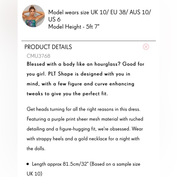 SOLD PrettyLittleThing Purple Print Sheer Mesh Dress - Picture 5 of 6